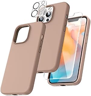 TOCOL 5 in 1 for iPhone 13 Pro Max Case, with 2 Pack Screen Protector + 2 Pack Camera Lens Protector, Liquid Silicone Slim Shockproof Cover [Anti-Scratch] [Drop Protection] 6.7 Inch, Alpine Green