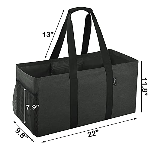 Finnhomy 42L Extra Large Utility Tote Bag, Durable Oxford Fabric Storage Bag With Handles And Pockets, Reusable Folding Grocery Bags Totes For Pool Beach Picnic Shopping Laundry, 2 Pack Charcoal Black #TOP3