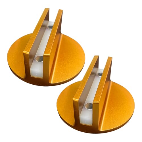 Image of 2PCS Universal Magnetic Jack Pad, 0.37 inch Slotted Aluminum Grooved Pad | Jack Puck Pinch, Pinch Weld Frame Rail Adapter with Large Slotted for Most Cars SUVs Trucks, Orange