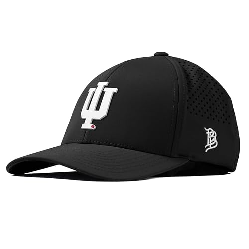 Branded Bills Officially Licensed x Indiana Hoosiers Black Curved Performance Whiteout Indiana Team Logo PVC