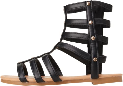 Bebe Toddler Girls? Sandals ? Leatherette Studded Gladiator Sandals With Ankle Zipper (Toddler/Girl), Size 6 Toddler, Black #TOP2