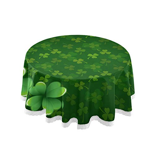 60" Inch Round Tablecloth Circular Table Cover Irish St Patricks Clover Shamrock Leaves For Buffet Table, Home,Parties, Holiday Dinner #TOP6