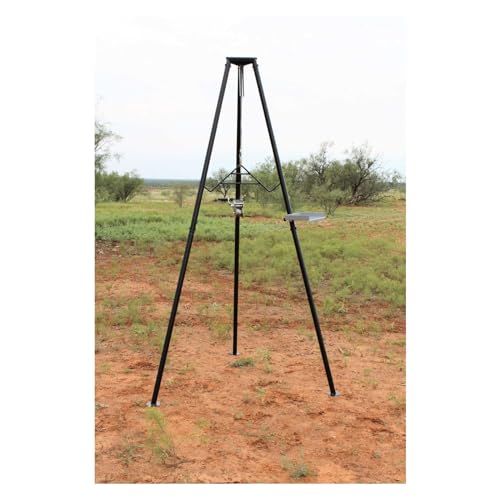 Image of HME Tri-Pod Black Steel Game Hunting Hoist | Economical & Convenient Support Stand | Up to 300 lb. Capacity, 98 inch Lift Height