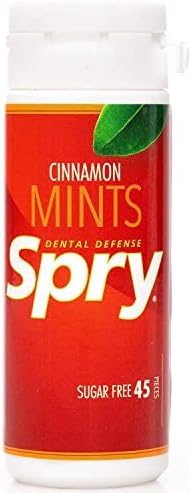 Spry Xylitol Breath Mints Sugar Free, Cinnamon, 45 Count - Pack of 1