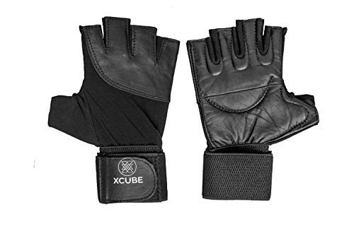 XCUBE Exercise and Fitness Leather Gym Gloves - Ideal for Weightlifting and Cycling Good Grip and Soft Padding (B07WT31F9D) Amazon Price History, Amazon Price Tracker