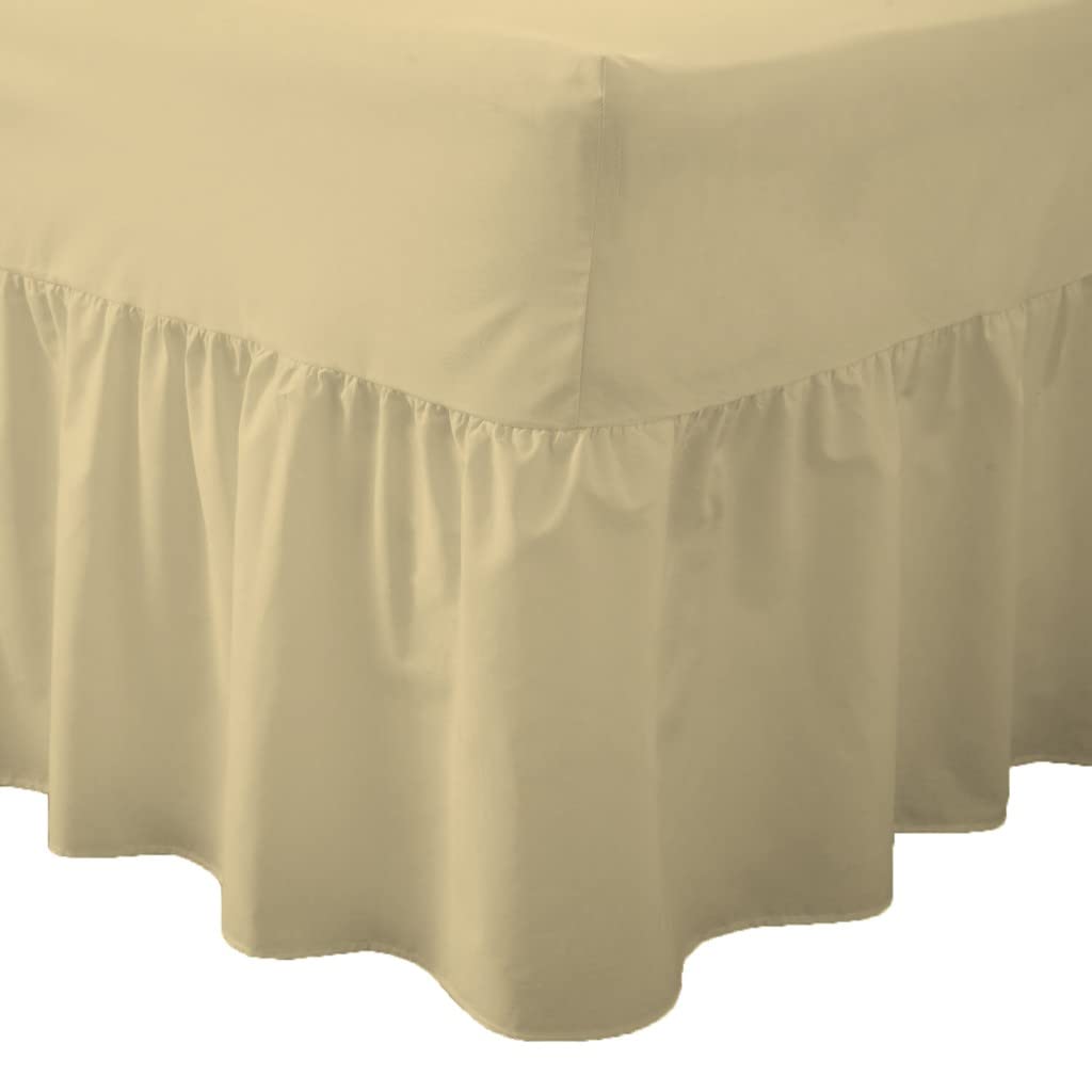 Goldstar Natural Goldstar® Valance Sheet Percale Bed Linen Plain Dyed Polycotton Frilled Valance, Fits Over The Mattress (Double, )