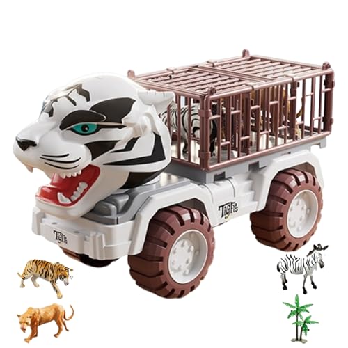 Animal Truck - Wild Beast Carrier, Safari - Vehículo de rescate | Jungle Adventure Transport, Durable Pull -Back -Bewegung Feature, Robusta Educación Diseño para Niños, Niños Pequeños, Aprendizaje