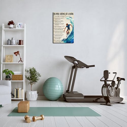 Strofupp Surfing Poster Framed Motivational Quotes Prints Vintage Surf Wall Art Life Lessons Pictures Canvas Artwork 12x18 inches by Strofupp - Used condition - Image 4