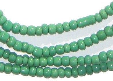 TheBeadChest Cuentas de vidrio verde Ghana (2 hebras), cuentas de vidrio de Ghana - The Bead Chest
