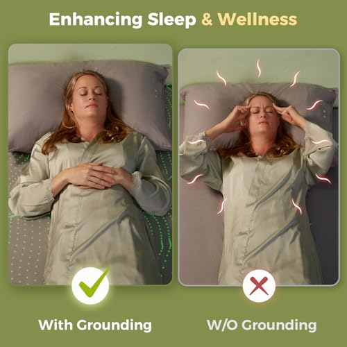 Grounding Sheets Fullxl, 90% Viscose Derived from Bamboo & 10% Silver Fiber Grounded Bed Sheets, 15inch Deep Pocket Grounding Fitted Cooling Sheets - Grey, 54"x80"x15"