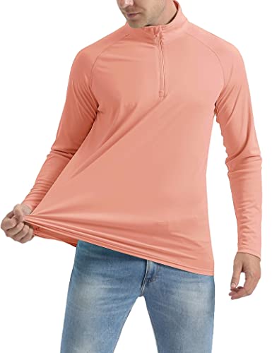 Upf 50+ Shirts Men Long Sleeve Sun Protective Shirts Fishing Shirts Outdoor Hiking Shirts Men Quick Dry Running Shirts Upf Shirts Beach Shirts Apricot #TOP1