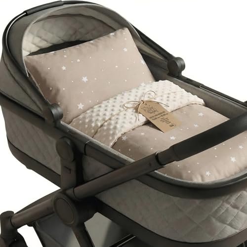 Totsy Baby Couverture Bebe Naissance d'hiver en Tissu Peluche 75x60 cm + Oreiller 35x30 cm - Cosy Plaid Enfant de Landau et Lits bébé pour emmaillotage ou...
