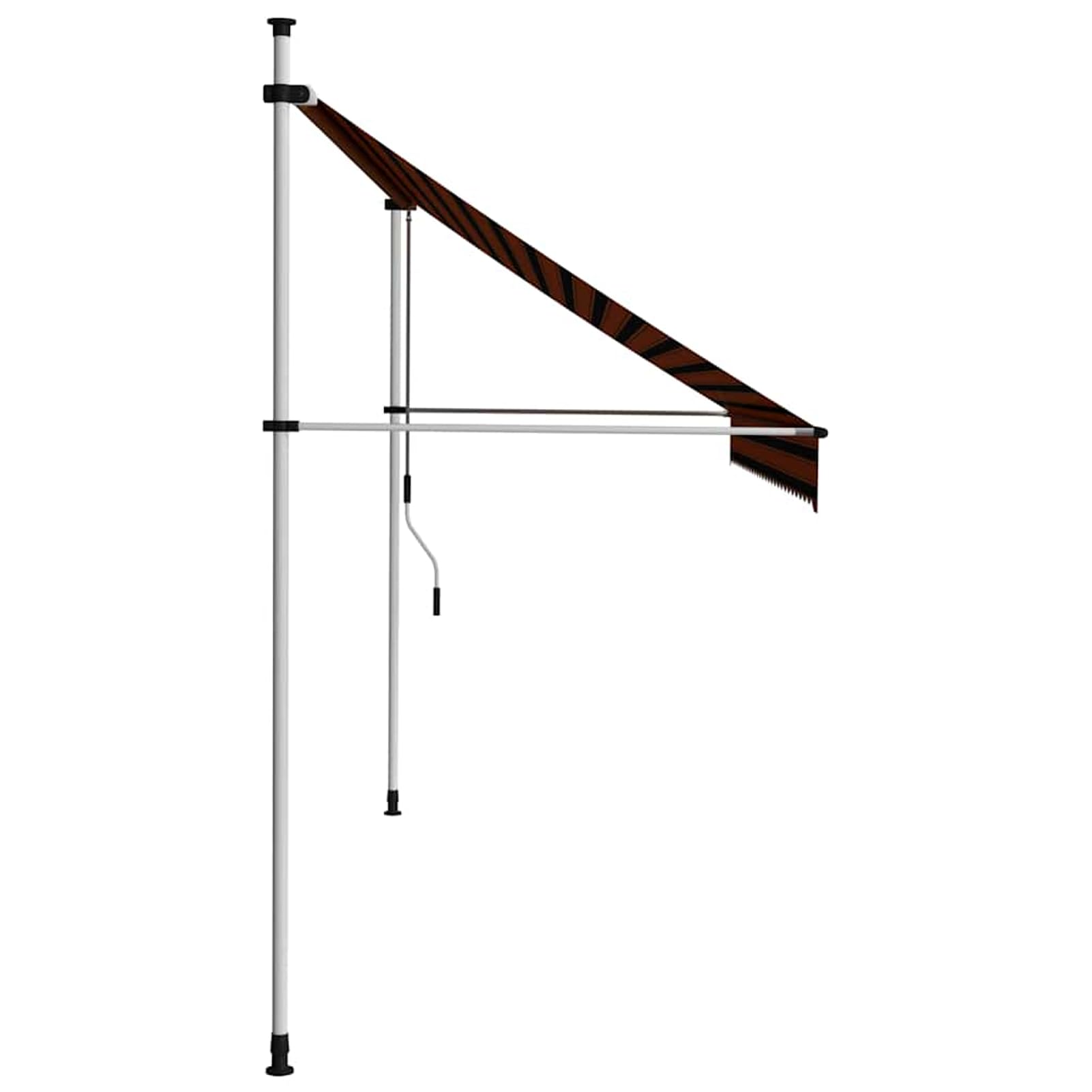 Wysuwana markiza balkonowa, obsługiwana ręcznie, 300 cm, pomarańczowa i brązowa, bez wiercenia, z korbą ręczną, aluminiowa markiza odporna na promieniowanie UV, regulacja wysokości i działanie