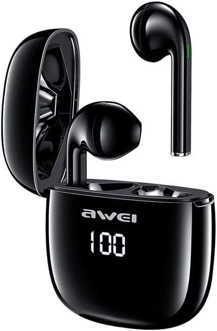 AWEIT28P Wireless Earbuds Bluetooth in Ear Light-Weight Headphones Built-in Microphone, IPX6 Waterproof, LED Power Display in-Ear Headset