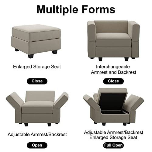 Belffin Modular Sectional Sofa Couch With Reversible Chaise Velvet L Shaped Couch Sofa With Storage 4-Seat Convertible Sectional Sofa Grey #TOP7