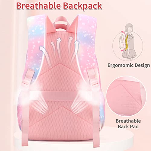 Sac à dos filles école primaire léger durable imperméable imprimé violet KLUFO - 5