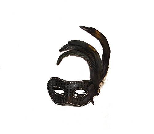 Manchester Royalty Lot de 3 masques vénitiens à plumes et paillettes pour femme Noir