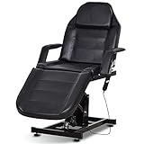 OKAKOPA Electric Height Adjustable Facial Chair, 3- Section Beauty Sap Slash Chair Power Lift Salon Equipment (Black)