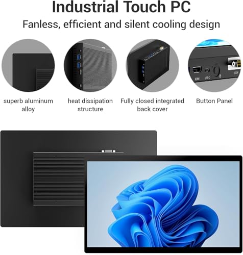 Image of All-in-One Panel PC Industrial Touchscreen Tablet 15.6 inch, Fanless Embedded Panel Computer Win11 Pro N5095 8GB RAM 128GB ROM, Tablet PC 1920 * 1080 IPS, 4xUSB3.0, Full FunctionType-C, HDMI, LAN