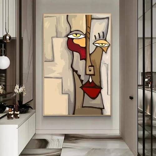 Toile murale abstraite visage Picasso 70x120cm pour salon