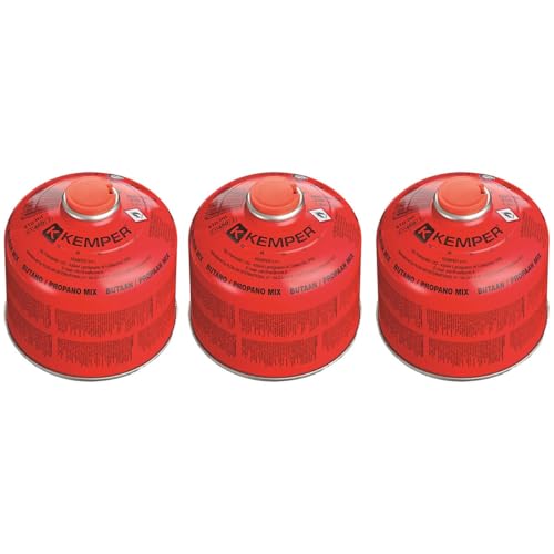 KEMPER - Pack 3 cartuchos de gas 230g propano/butano 7/16 Camping Estufa resistente a bajas temperaturas EN417