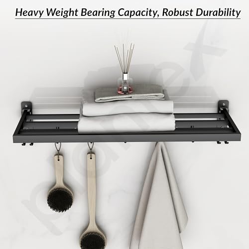 Image of Plantex Stainless Steel Folding Towel Rack /Towel Holder /Towel Bar /24 Inch Towel Stand for Bathroom /Bathroom Accessories - Pack of 1 (APS-1318, Black)