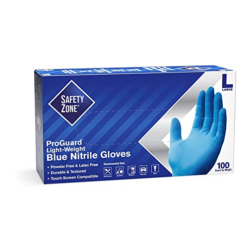 Safety Zone GNPR-LG-1A 3MIL, Blue Powder Free Nitrile Glove L