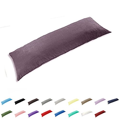 Gyulin 100% Cotton 300 Thread Count Envelope Style 4.6ft Body Pillow Cover Pillowcase Pillow Protector Cushion Cover Non Zippered Only Cover No Insert 20" x 54" /51cm X 137cm Drak Purple