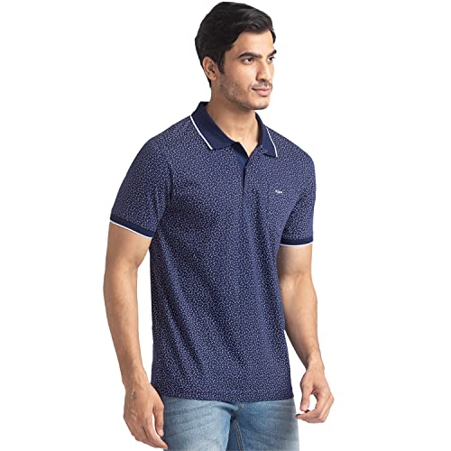 Image of Colorplus Men's Pure Cotton Print Pattern Tailored Fit Polo Neck Half Sleeve Casual T-Shirt