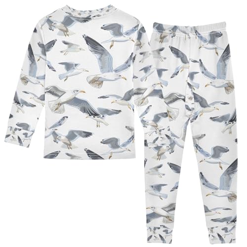 senya Many Seagulls Flying Pajamas Set Long Sleeve Soft Cotton Sleepwear 2 Piece2