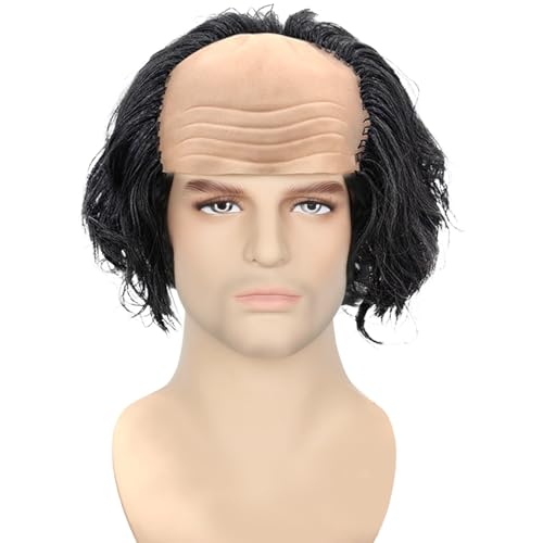 MLPKOI Peruca para homens, gorro de calva, perucas para homem, perucas gorro de careca disfarce, disfarces de adulto para Halloween carnaval festa cosplay (preto)