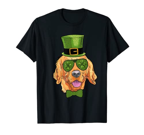 Leprechaun Golden Retriever Clover St Patricks Day Amante dei cani Maglietta
