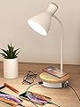 Metal Desk Lamp Wireless Charging Table Lamp Touch Reading Lights Arc Desk Lamps for Bedroom, 3 Way Dimmable Bedside Lamp with USB Charging Ports Lamp for Study Room and Office (White)