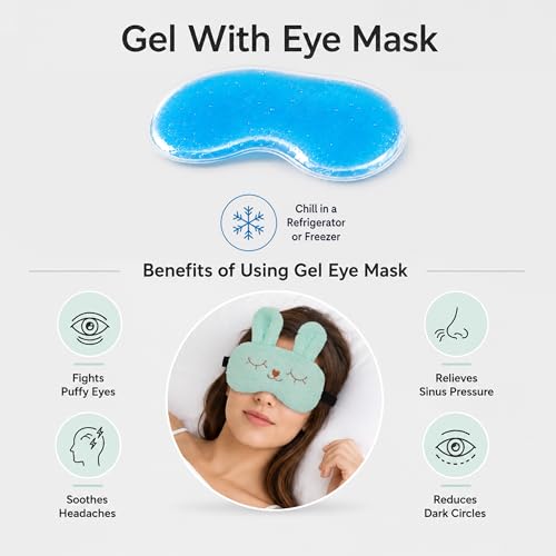 Image of Jenna Sleeping Eye Mask for Sleeping for Women Sleep Mask Blind Fold Eye Cover for Sleep Soft Plush Frog Eye Mask for Kids and Adults Eyemask Lightweight & Durable (FurBunnyBlue-Gel)