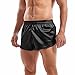 AMY COULEE Mens Satin Shorts Silk Boxers Sexy Split Side Lounge Shorts 3 Inch Pajama Bottoms (M, Black)
