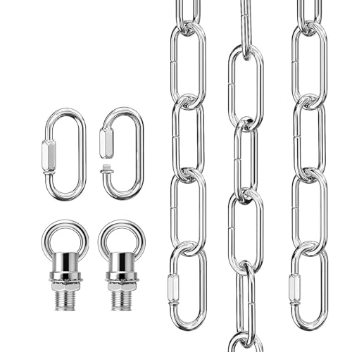 Image of garini 10 Feet Silver Light Fixture Chain, Adjustable Metal Pendant Chandelier Chain Extension with Detachable Link, Maximum Load is 66 Pounds