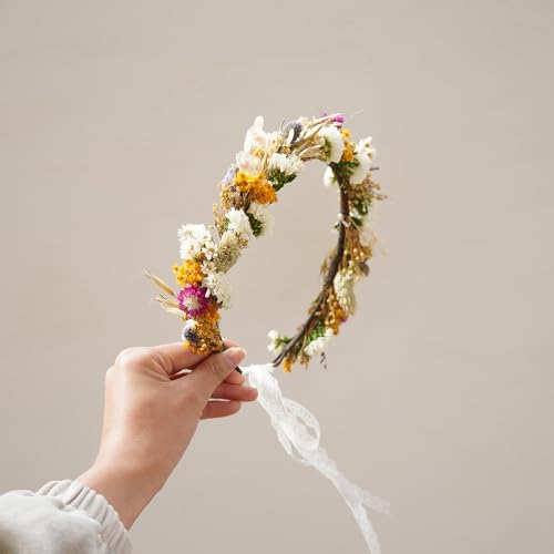 Corona de flores secas para boda miniatura 3