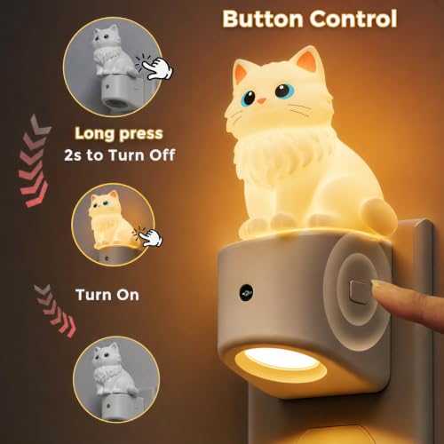 Image of L LOHAS LED Night Light for Kids,Dusk to Dawn Sensor,RGB+Soft White 3000K | Kids Night Light, Night Lights ,3D Cute Ragdoll Cat,Birthday Gift Nightlight for Kids, Room Decor