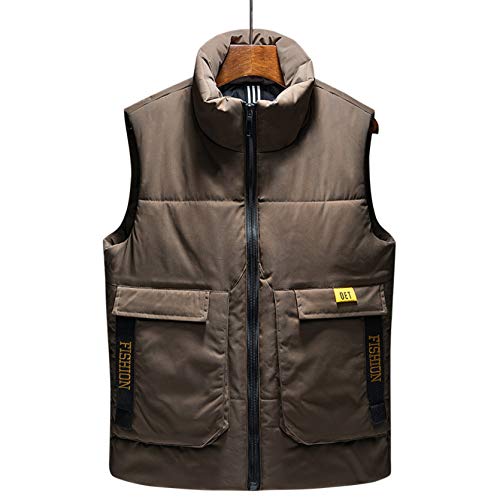 Men's Down Puffer Quilted Vest Outerwear Water-Resistant Polyester Outdoor Sports Thick Warm Waistcoat Jacket