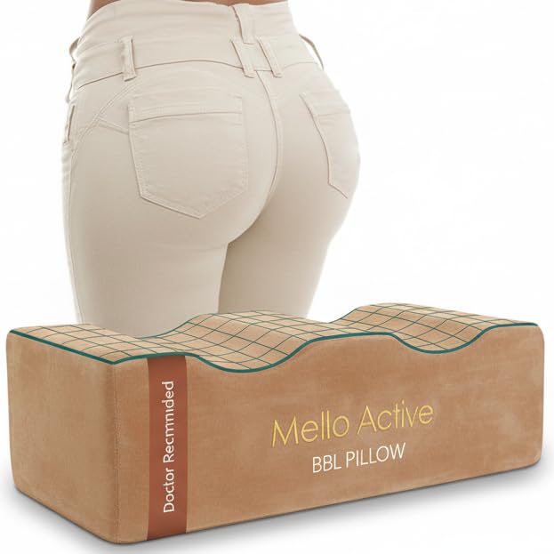 Mello Active BBL Pillow After Surgery – Doctor-Recommended, Firm & Lightweight Sitting Cushion for Post-Op Recovery – Portable Support for Home, Car & Office – Ultimate Comfort & Stability Khaki