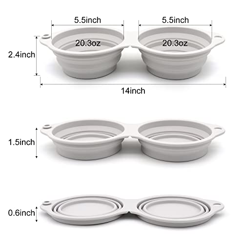 Slson Collapsible Dog Bowls,Integrated Molding Dog Double Bowl No Plastic Rim 2 In 1 Foldable Pet Food & Water Bowl Cat Feeder Dish For Walking,Hiking,Camping  thumb #3