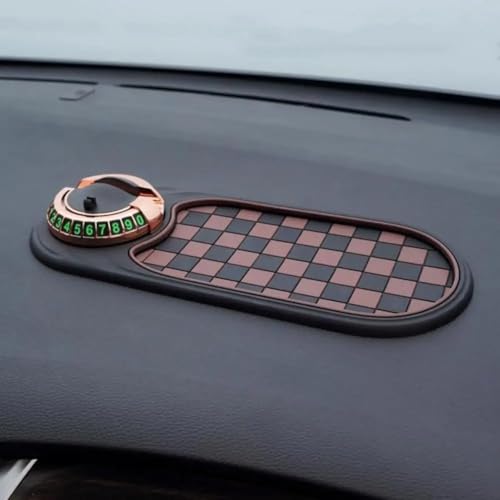 4-in-1 Multi-Functional Anti Slip Pad for Car Dashboard,360° Rotatable Phone Holder Mat,Non-Slip Dashboard Organizer with Hidden Parking Number Plate,for Cell Phones, Keys,Sunglasses