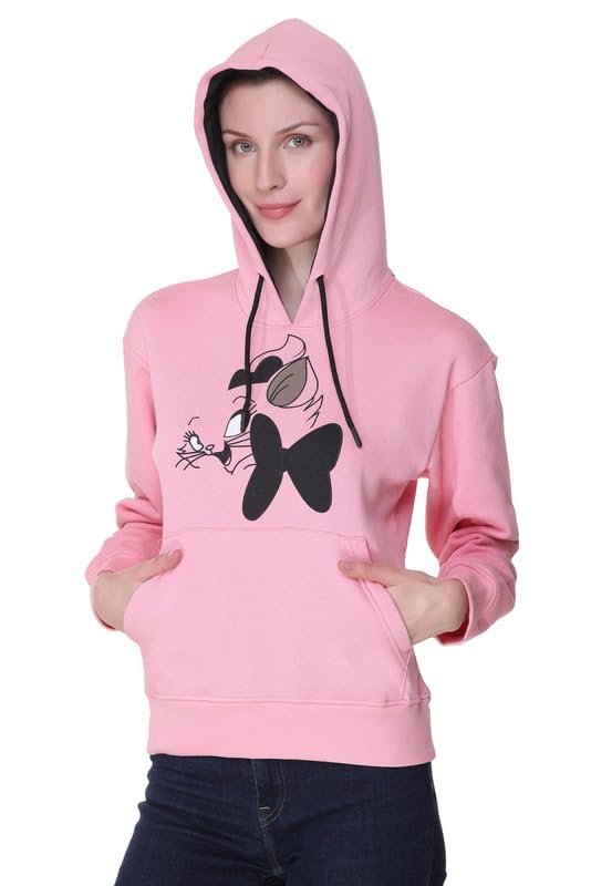 Image of Raves Womens Stylish Printed Hoodie | Trendy Cotton Fleece Hooded Sweatshirt for Women & Girls | Full Sleeve Winter Wear Pullover