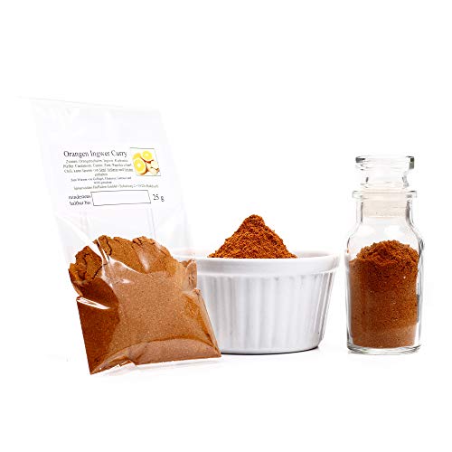 Orangen Ingwer Curry | Exotisches Currypulver zum Würzen von Geflügel, Chutneys, Gemüse und Wok Gerichten | 25g