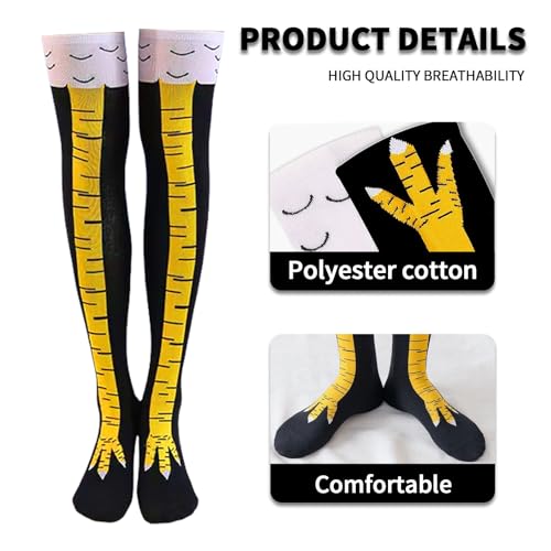 1 Paar Hühner Socken,Chicken Leg Socks,Personalisierte Huhn Kostüm Damen Witzige Geschenk,Lustige Hühnerfüße Strümpfe Knee High Socks,Erwachsene Herren Funny Geschenke,für Kindersocken Hühnersocken