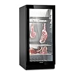 Klarstein Dry Ageing Refrigerator, Glass Fridge for Dry Aged Meat, Single-Zone Mini Fridge Meat Locker, LED Lighting, Touch Controls, 233 Litres