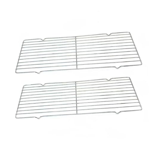 WillBBQ Twin Pack Stainless Steel Grill Grate Heavy Duty Rectangular Cooking Rack for BBQ,Oven,and Smoker Rust Resistant Cooling and Baking Rack for Outdoor Grilling & Kitchen Use (50cm x 21.5cm)