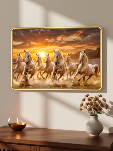 Image of 7 Running Horses Vastu Photo Frame, 16x24 Inch