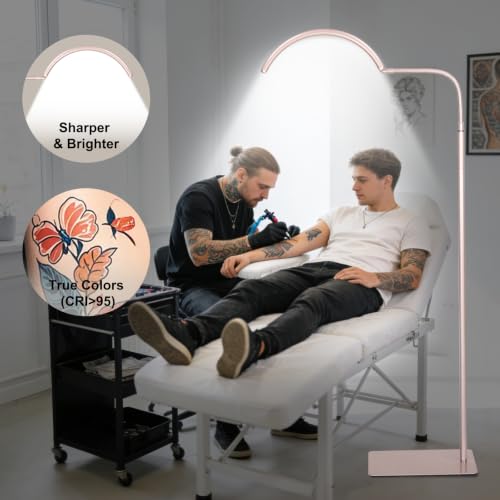 Image of Half Moon LED Floor Light - Professional Shadow-Free, Dimmable Lamp | for Lash Techs, Estheticians & Tattoo Artists | Eyelash Extensions, Nail Art, Home & Office (Rose Gold)
