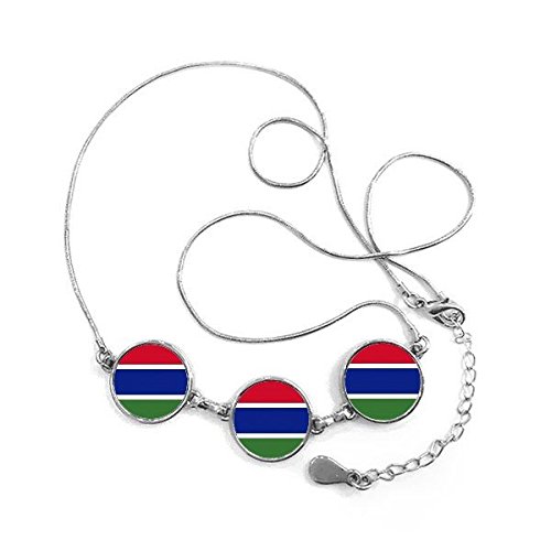 Collier pendentif rond avec drapeau national de la Gambie motif pays d'Afrique